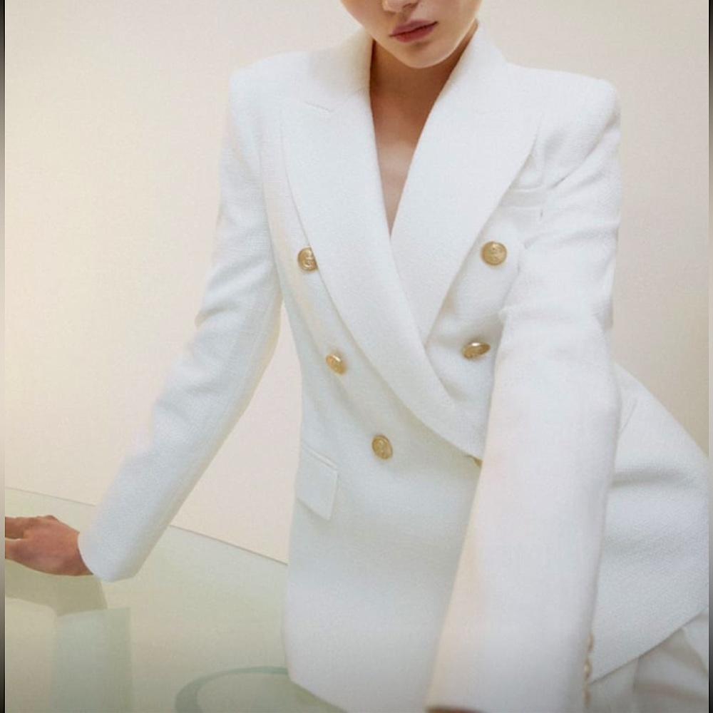 Zara Ivory Blazer with Gold Accents
